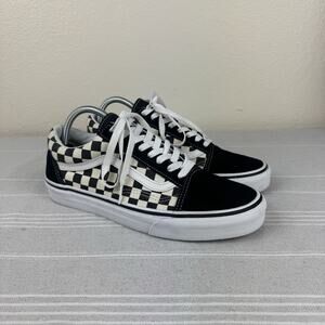 Vans Old Skool Checkerboard Shoe Low Lace Up Sneakers Black White M 9/W 10.5